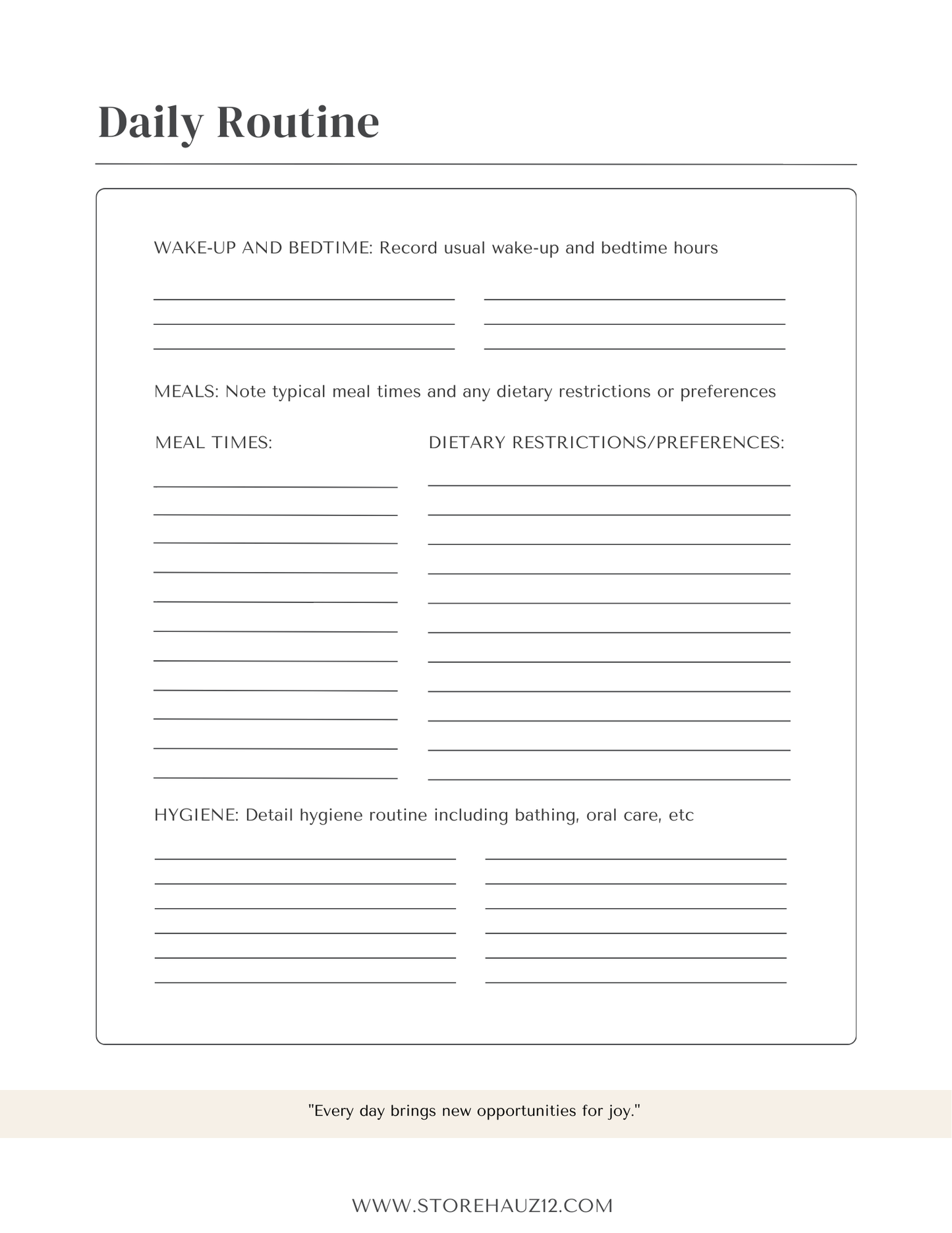 Love Brings You Home Care Planner